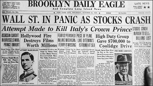 effects of the stock market crashing in 1929